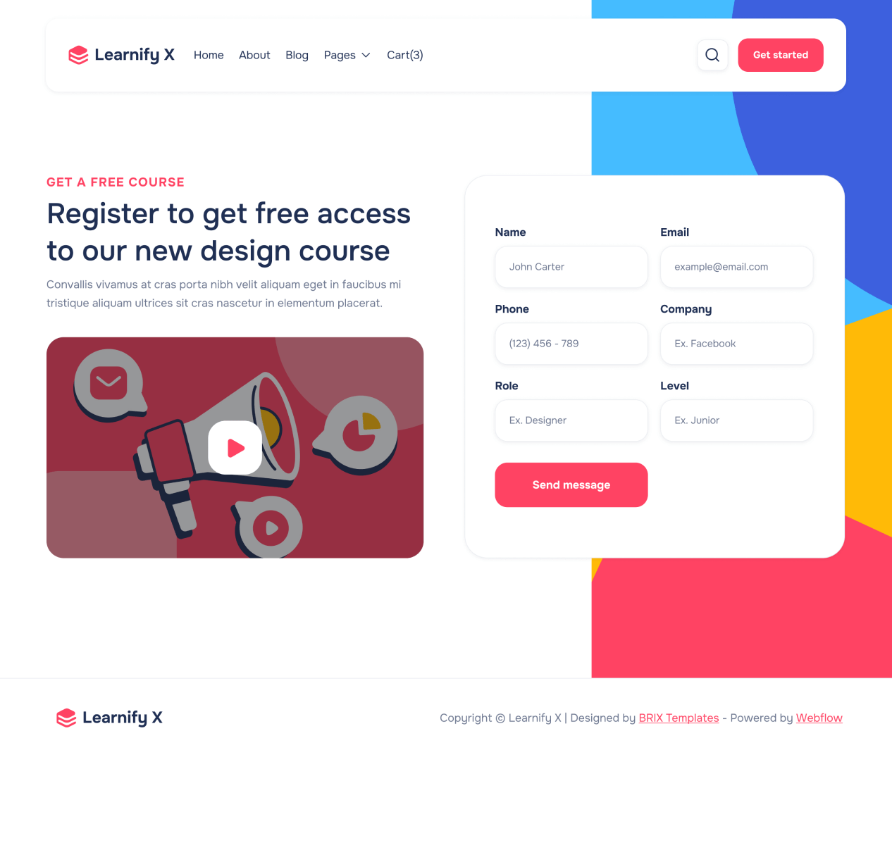 Learnify X - Free Course page - Online Learning Education Webflow Template