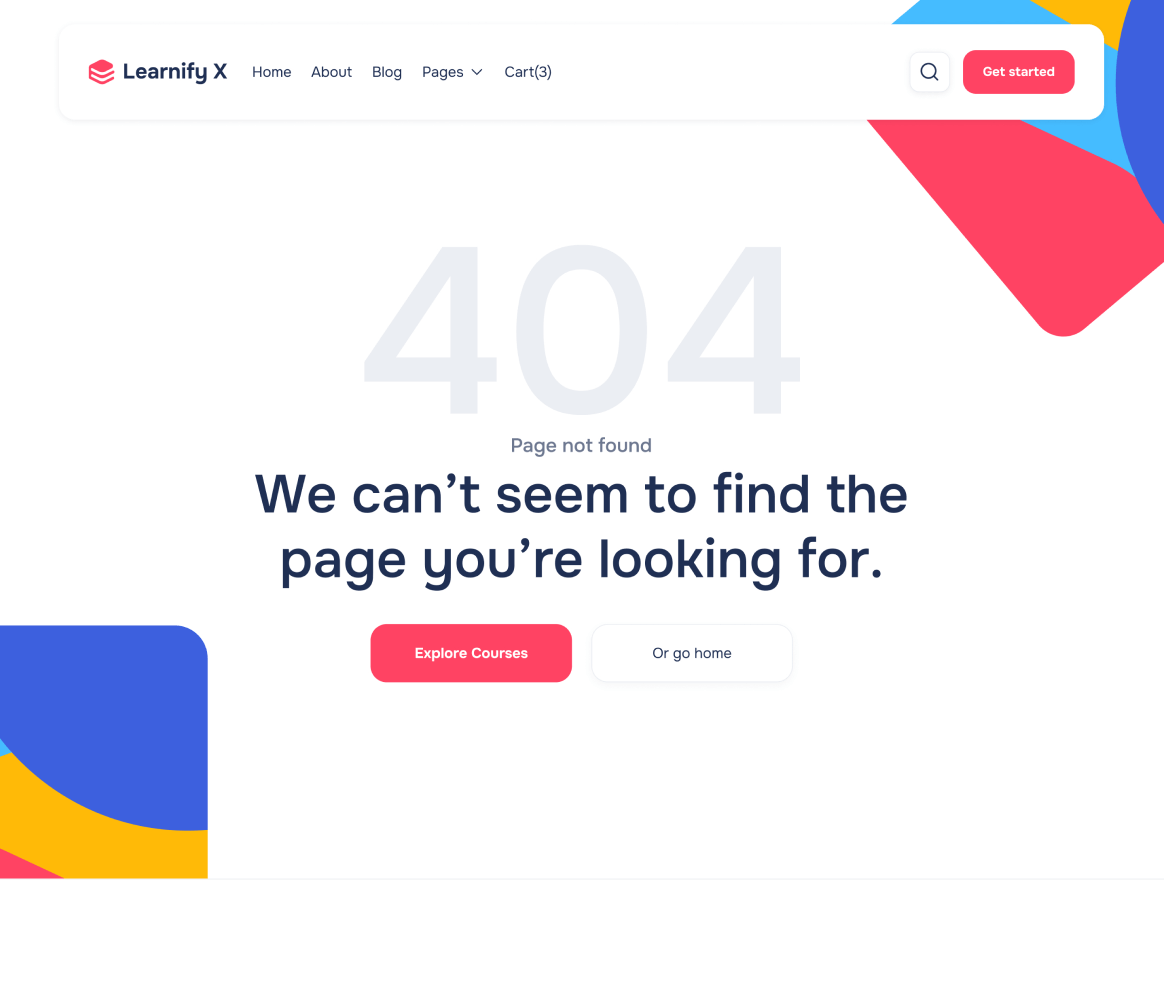 Learnify X - 404 not found page - Online Learning Education Webflow Template