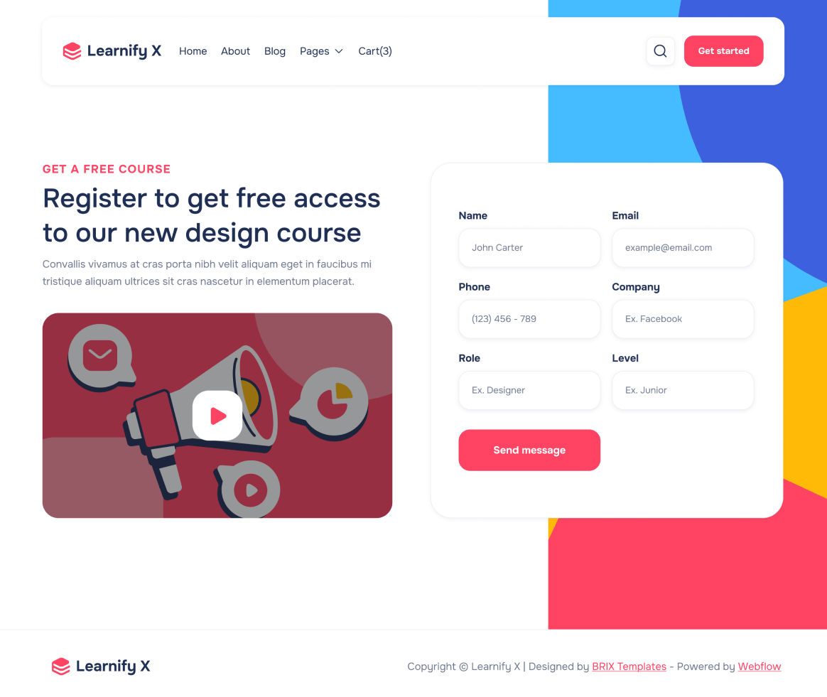 Learnify X - Free Course page - Online Learning Education Webflow Template