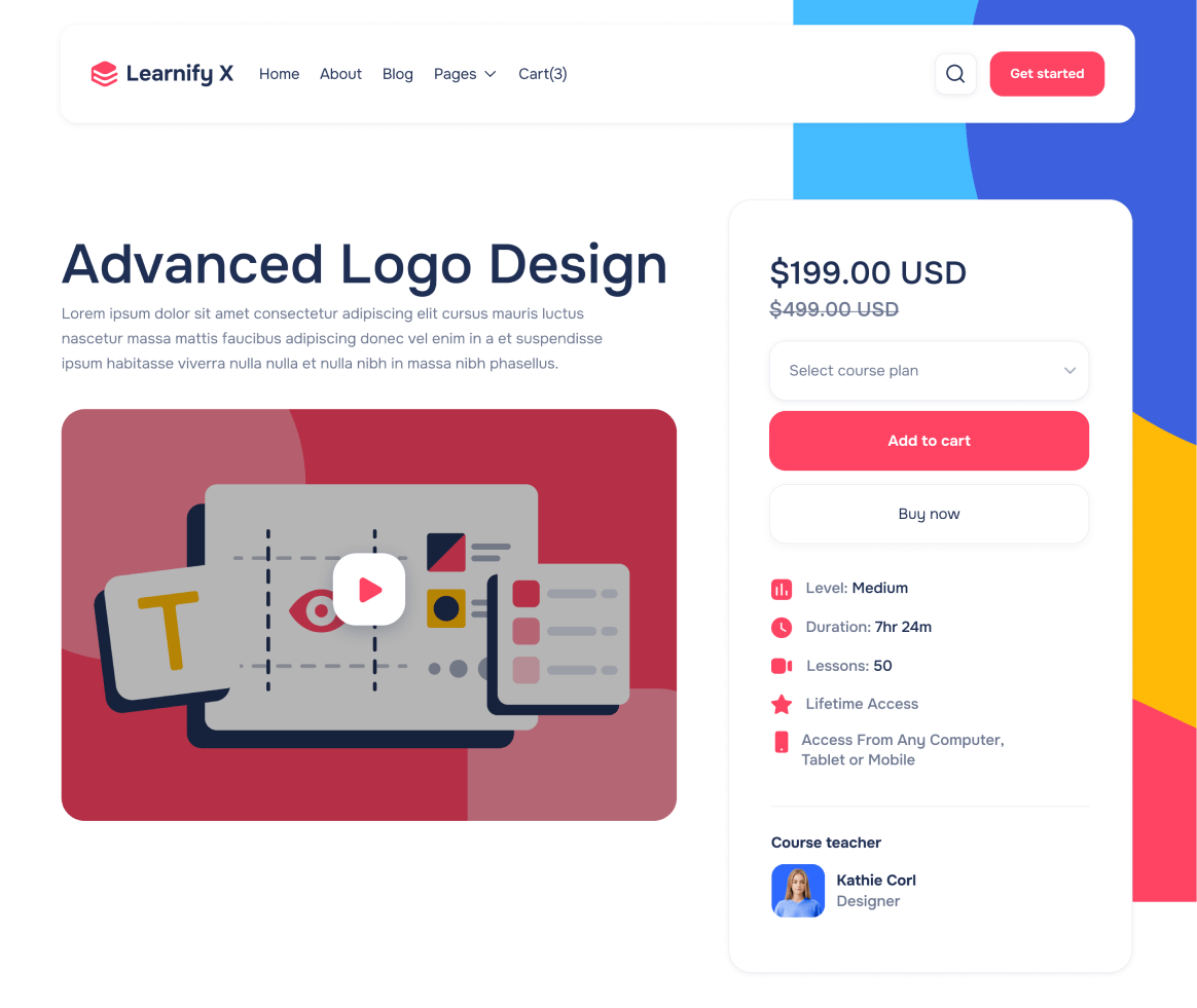 Learnify X - Courses Single page - Online Learning Education Webflow Template