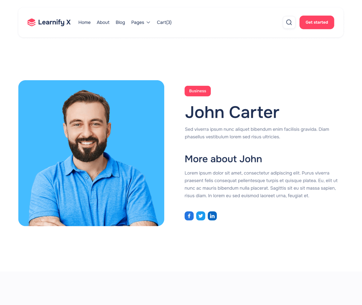 Learnify X - Teacher Single page - Online Learning Education Webflow Template