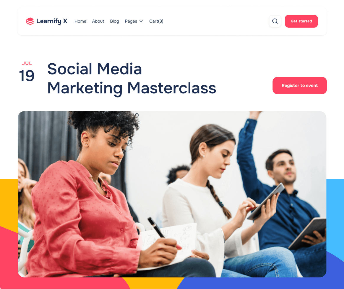 Learnify X - Event Single page - Online Learning Education Webflow Template