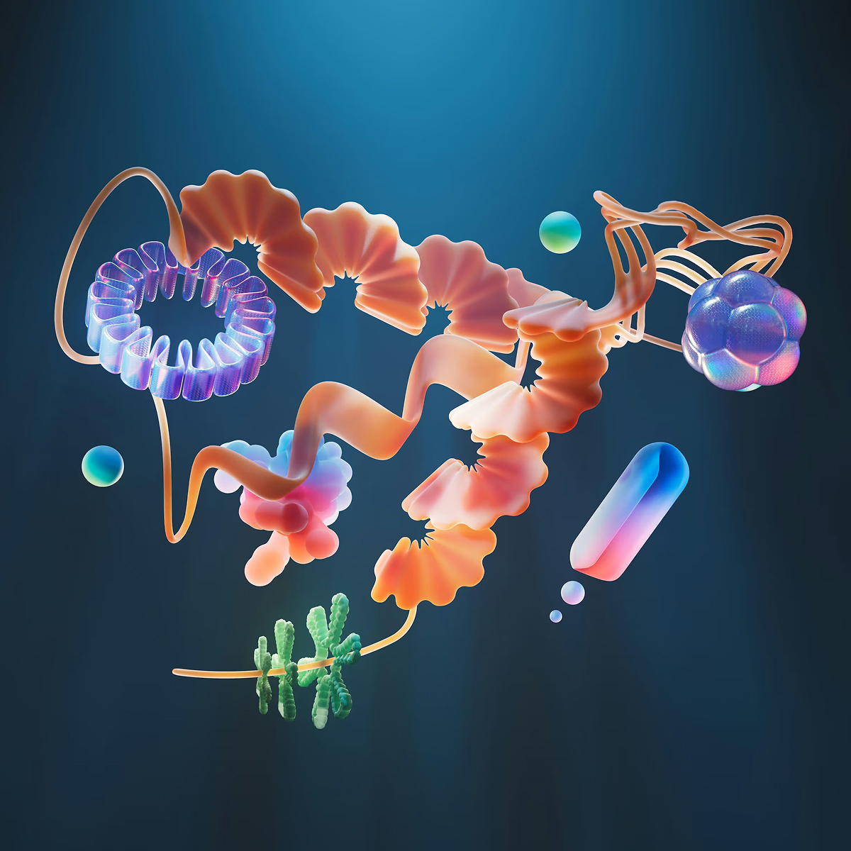 Abstract 3D artwork representing ACAM's AI-Results Transformation