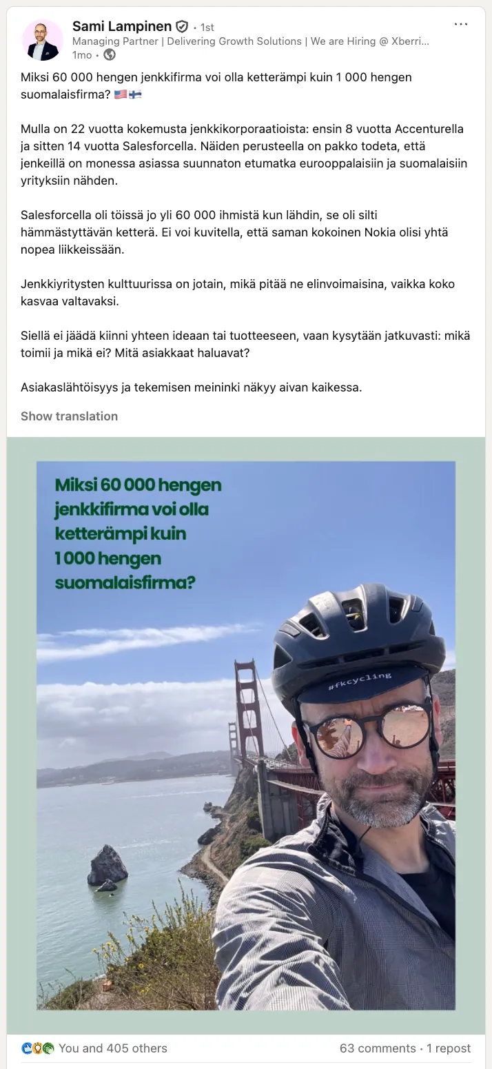 LinkedIn post by Sami Lampinen, Growberries
