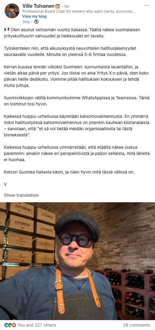 LinkedIn post by Ville Tolvanen