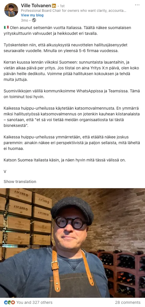 LinkedIn post by Ville Tolvanen