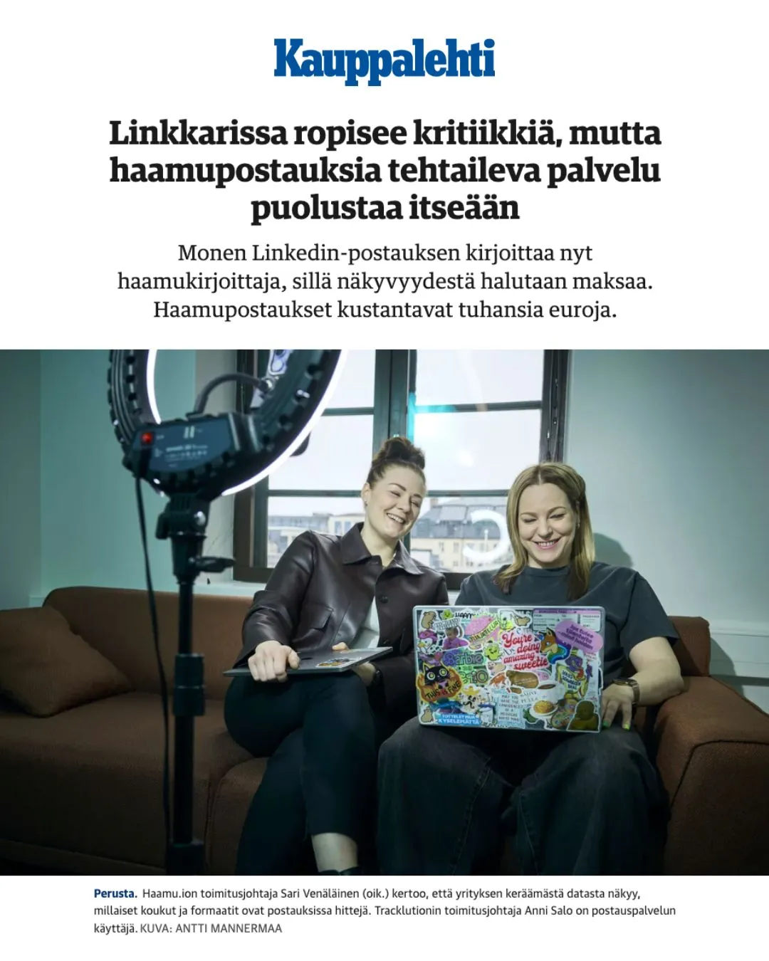 Kauppalehti article about haamu, March 2026