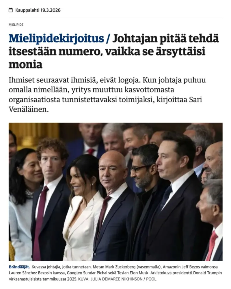 Kauppalehti opinion piece by haamu, March 2026