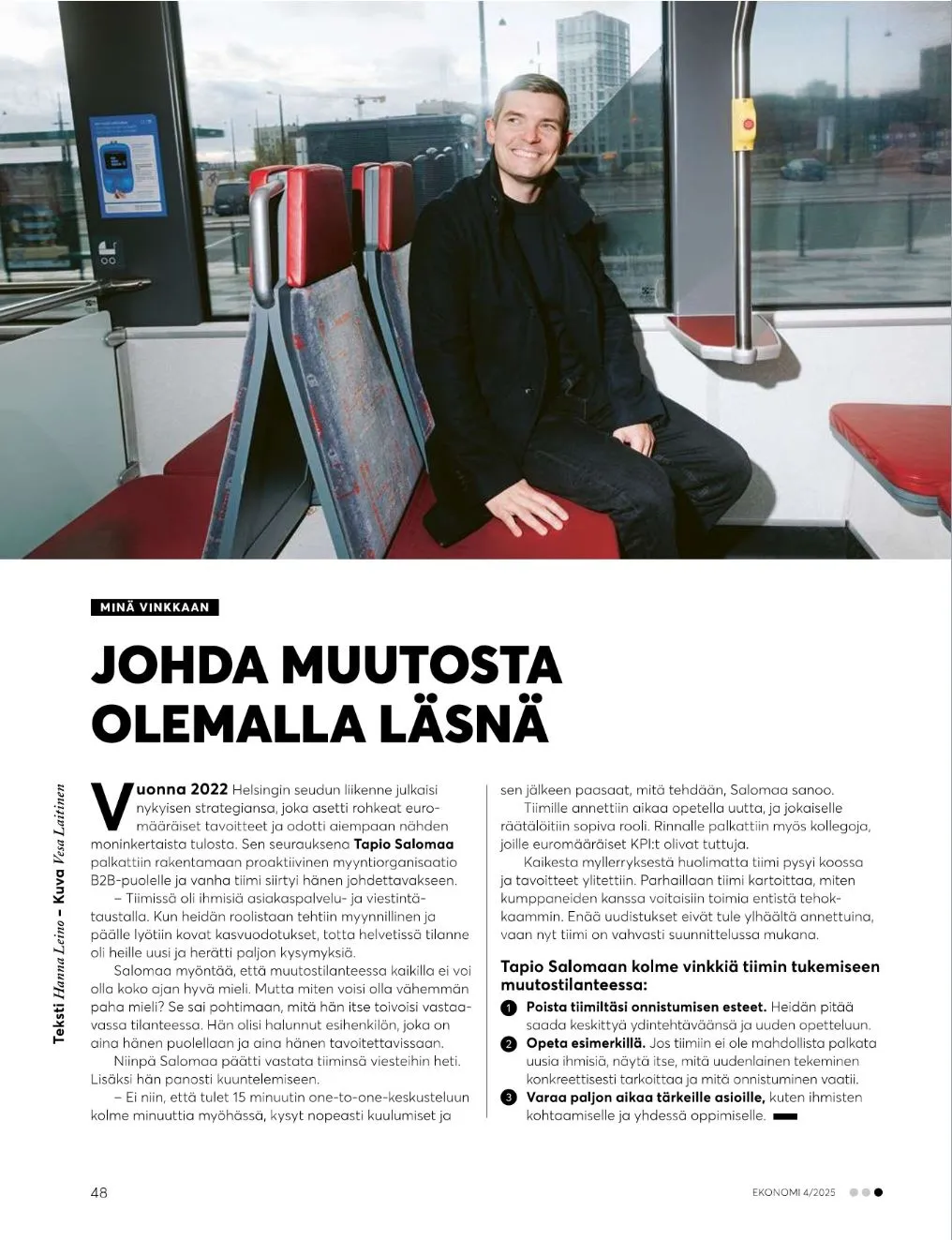 Ekonomi magazine feature on Tapio Salomaa