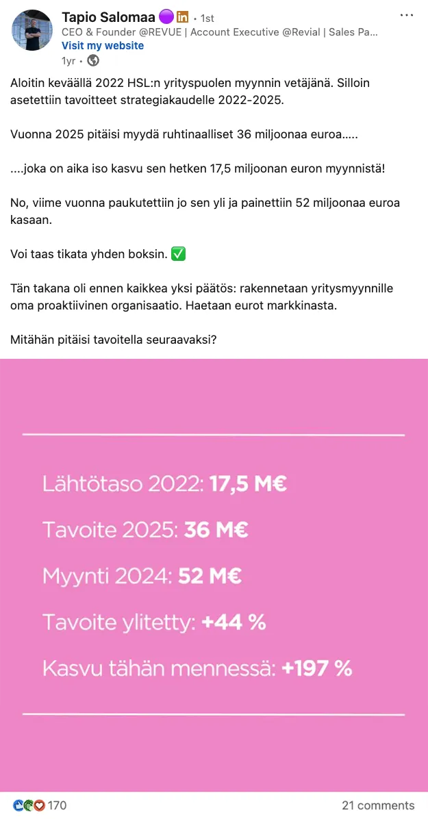 LinkedIn post by Tapio Salomaa, HSL