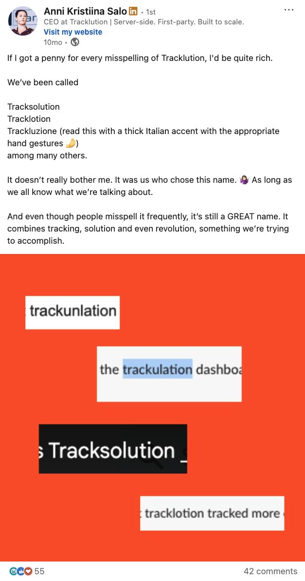A LinkedIn post by Anni Salo written in her own voice