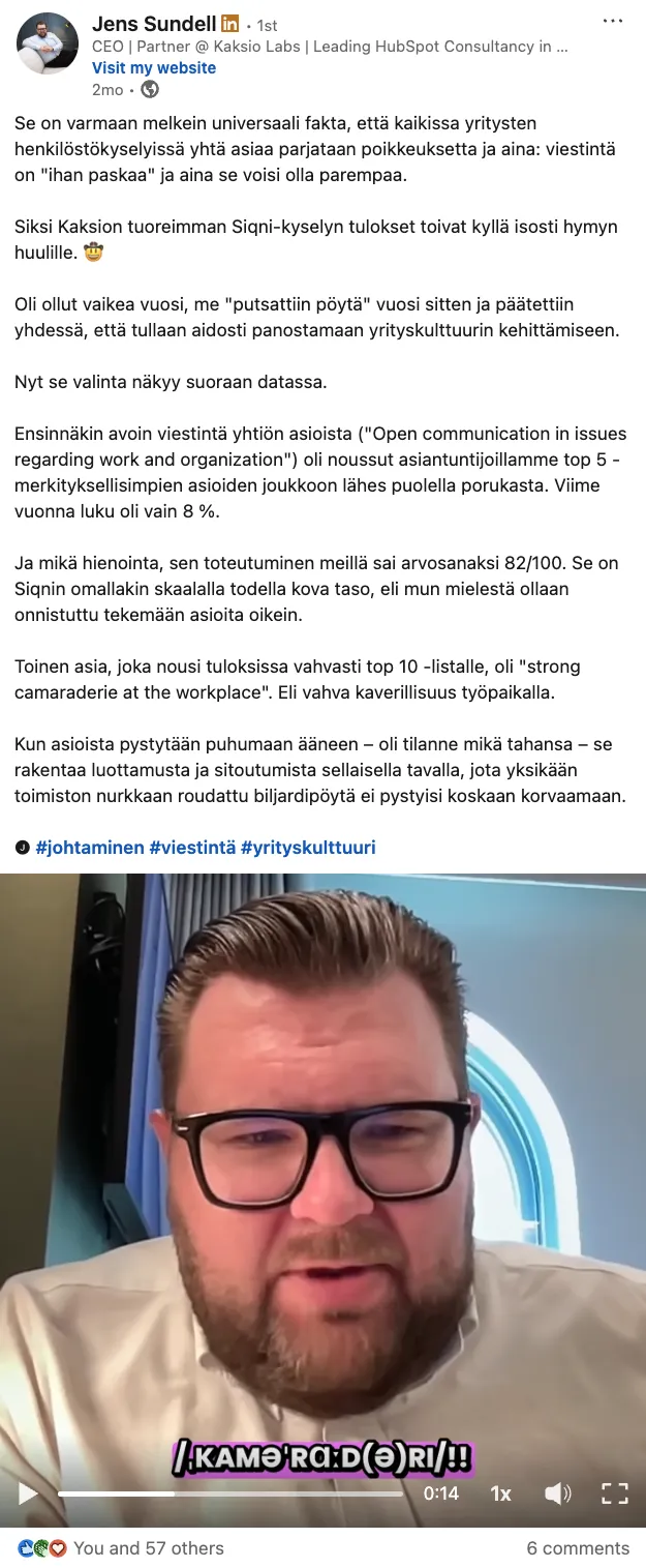 LinkedIn post by Jens Sundell, Kaksio Labs