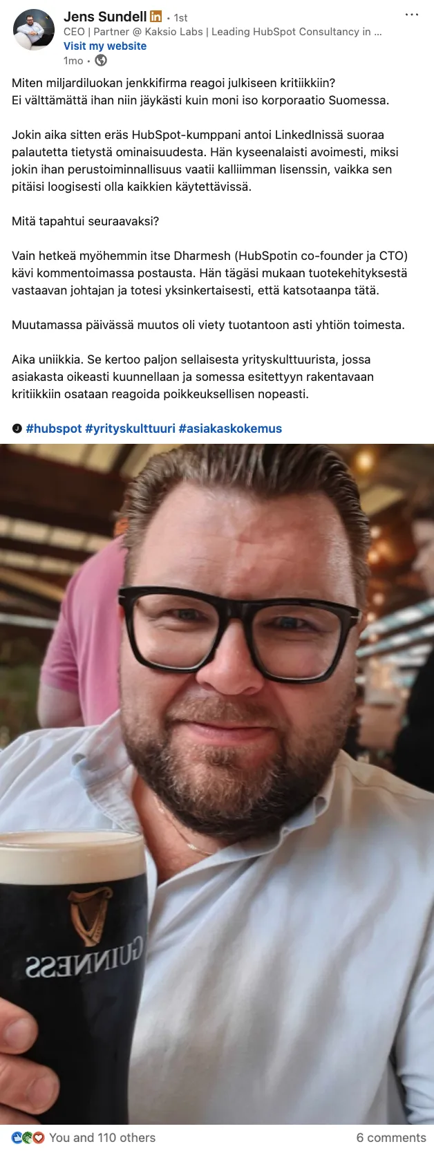 LinkedIn post by Jens Sundell, Kaksio Labs