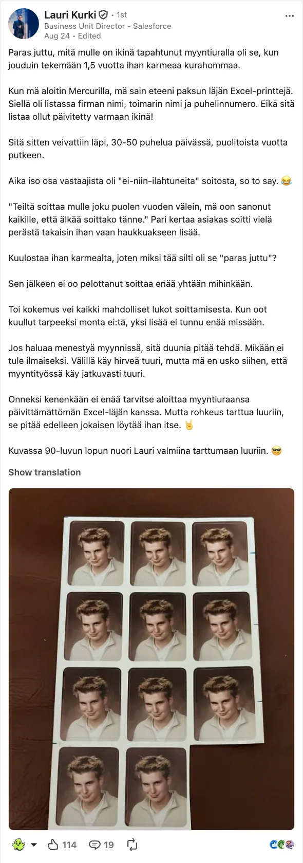 A LinkedIn post by Lauri Kurki of Twoday