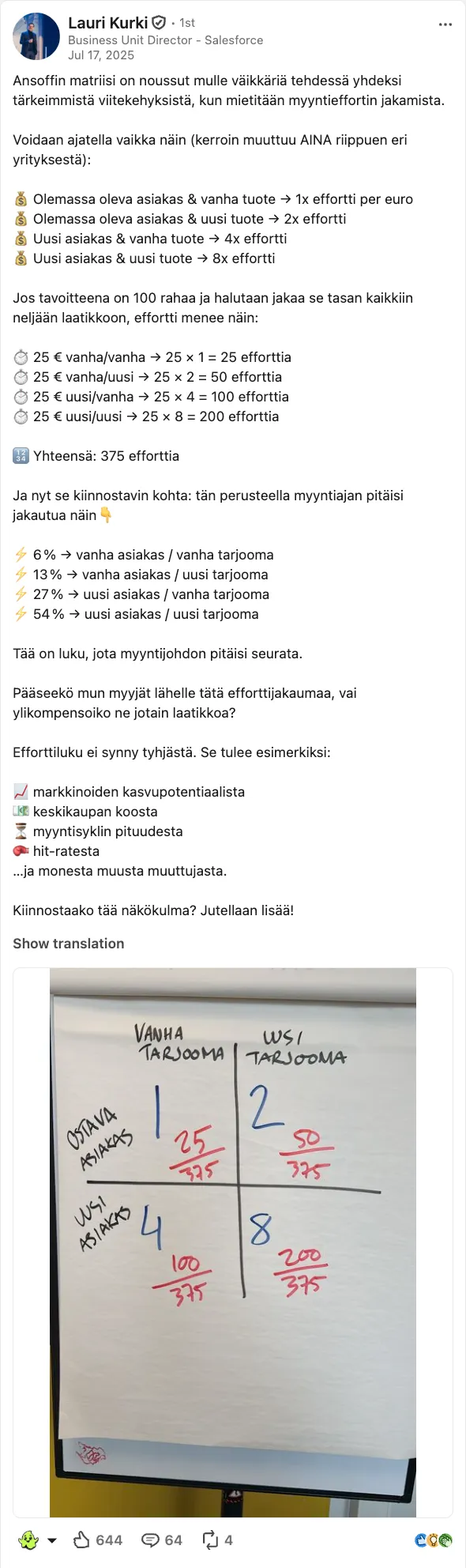 A LinkedIn post by Lauri Kurki of Twoday