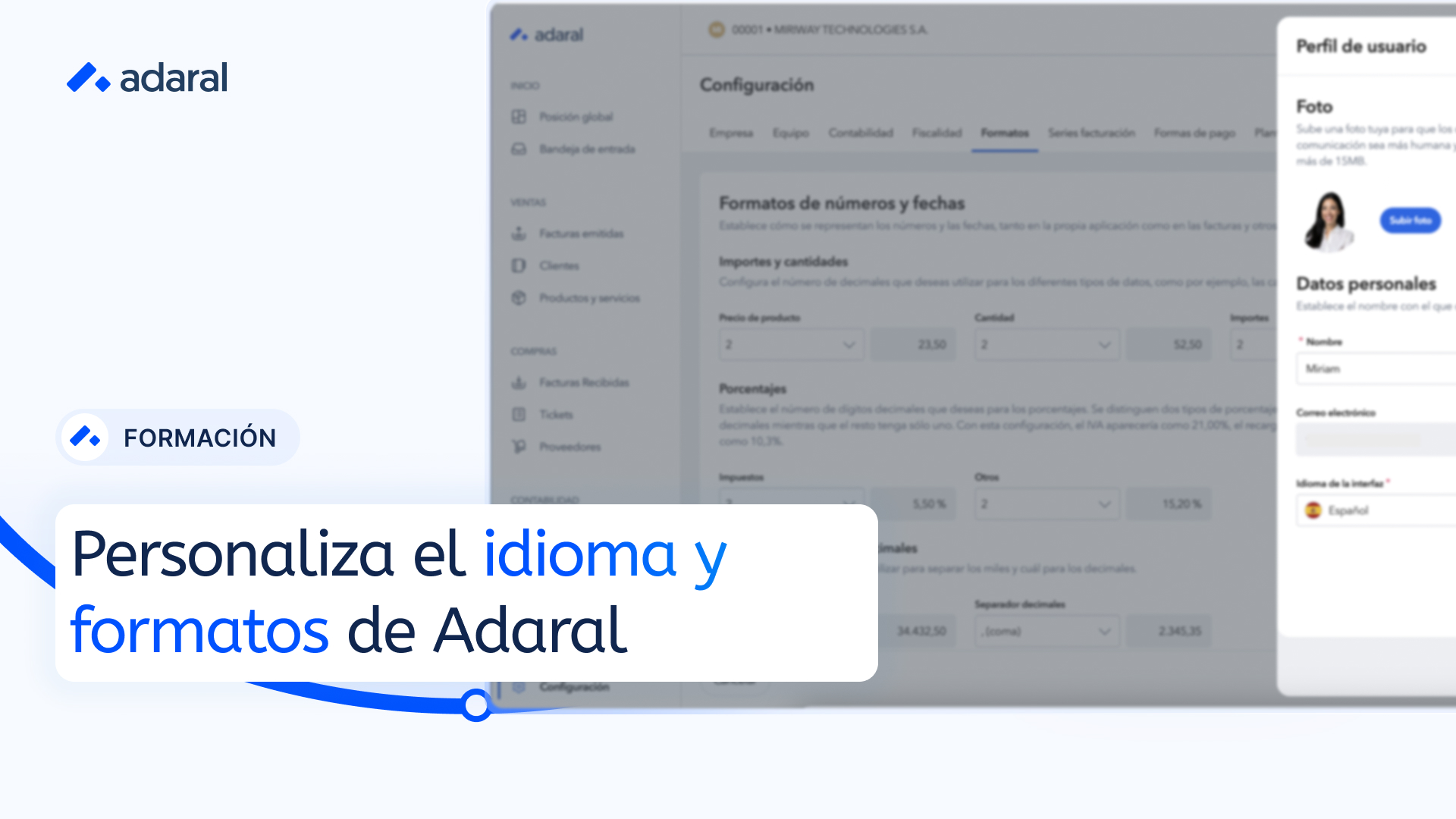 Personaliza idioma y formatos