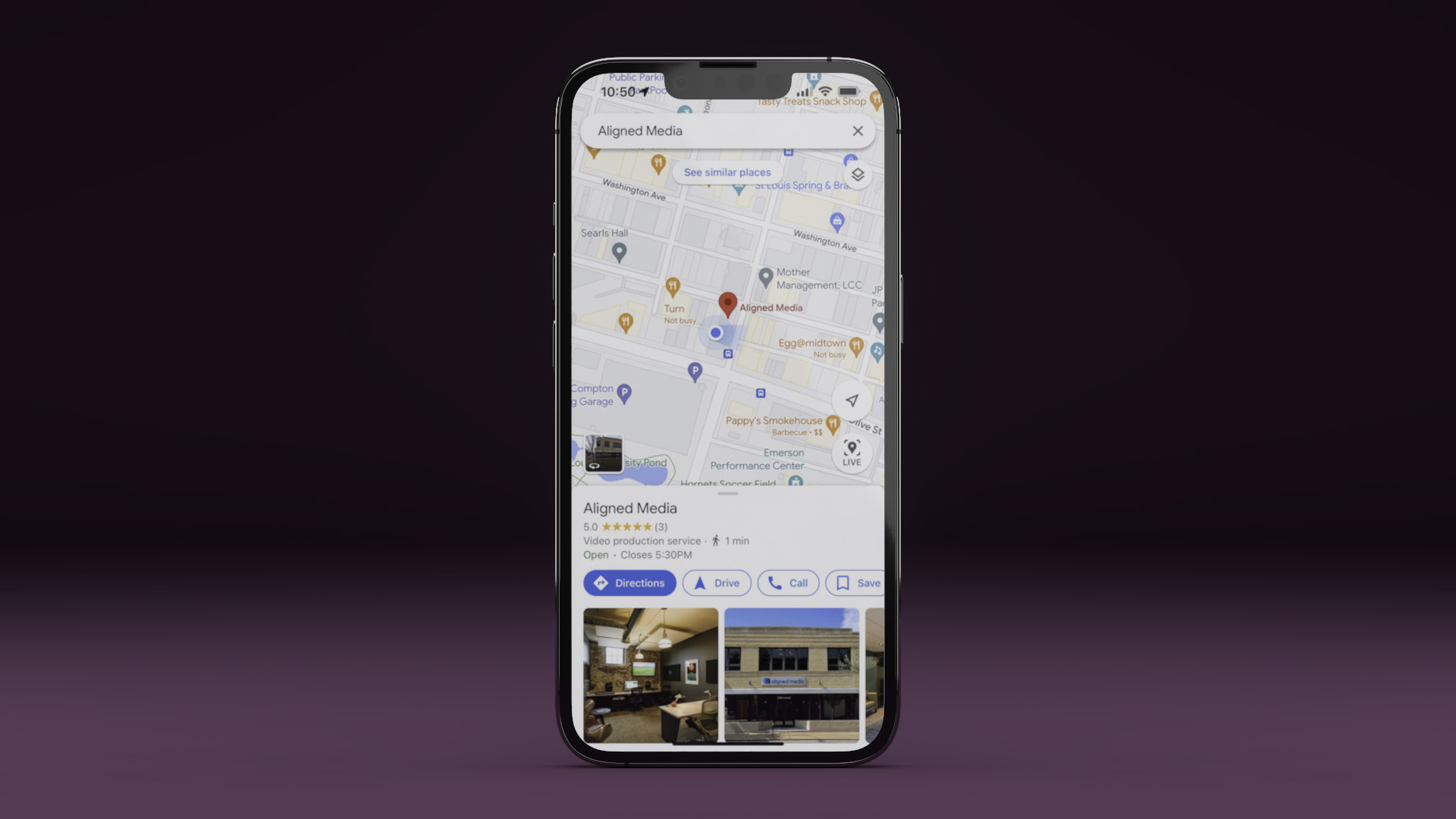 Phone on a dark purple background