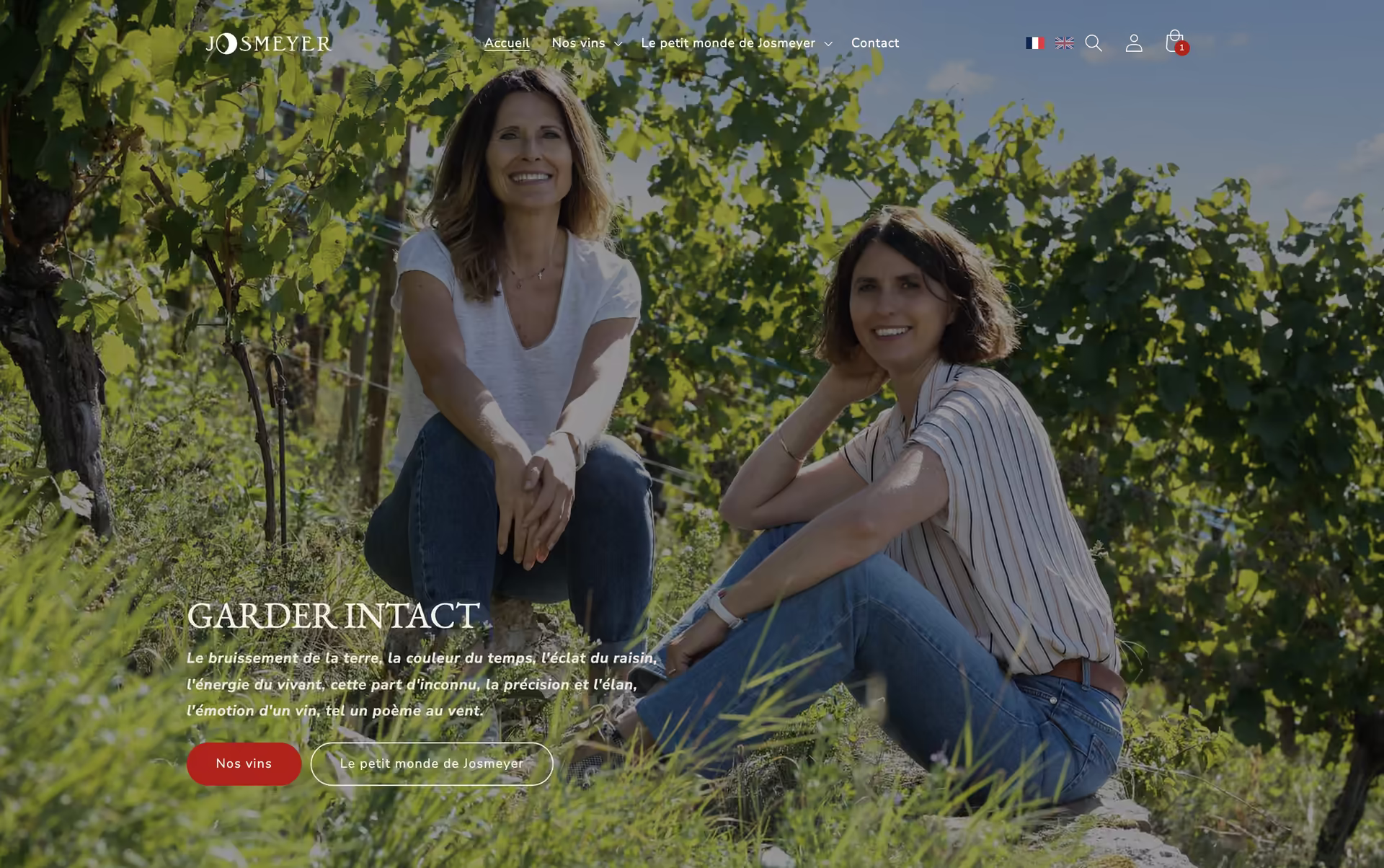 Page d'accueil de la boutique en ligne du Domaine Josmeyer, vigneron d'Alsace