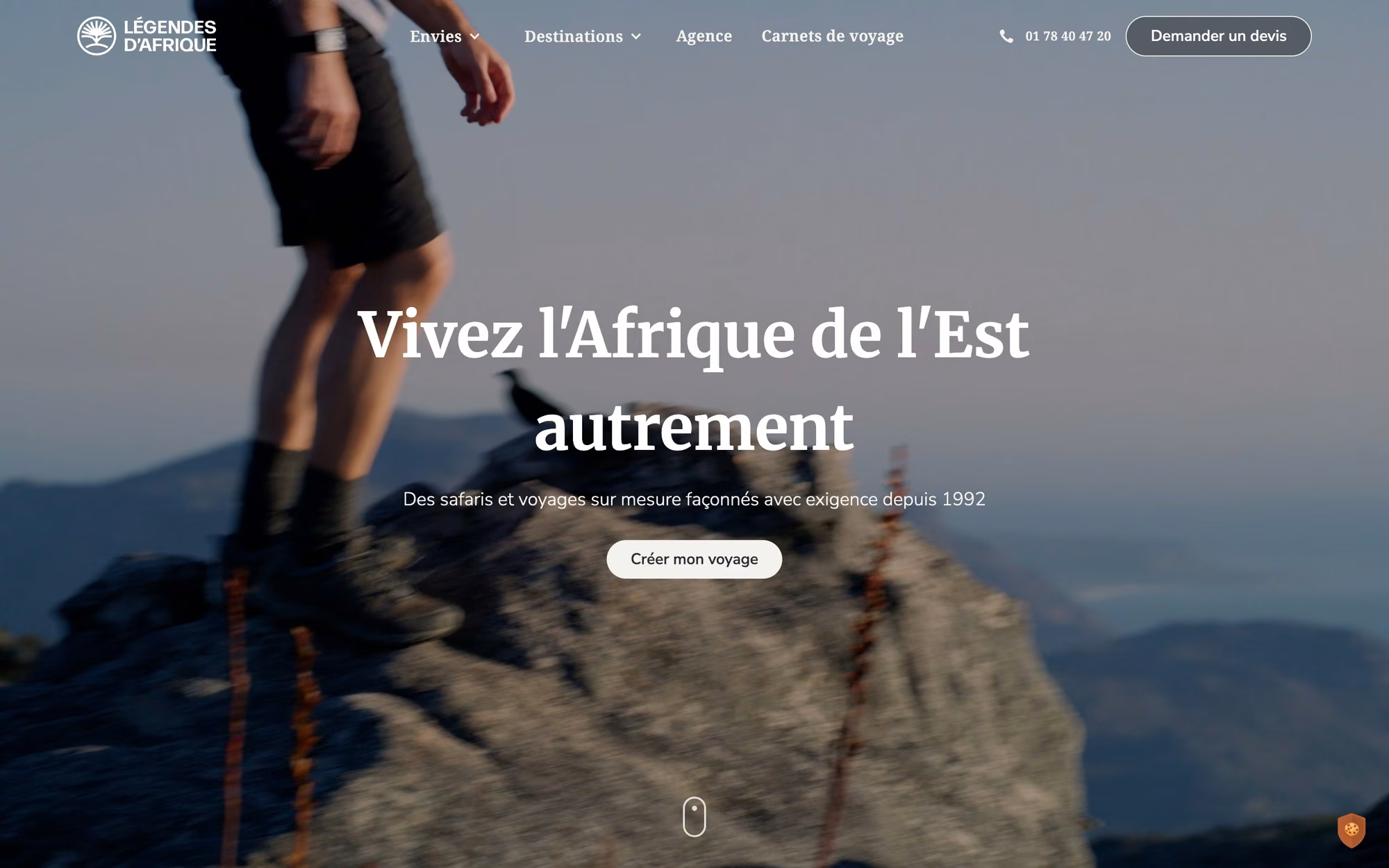 Page d'accueil du site Légendes d'Afrique, voyages sur mesure en Afrique de l'Est