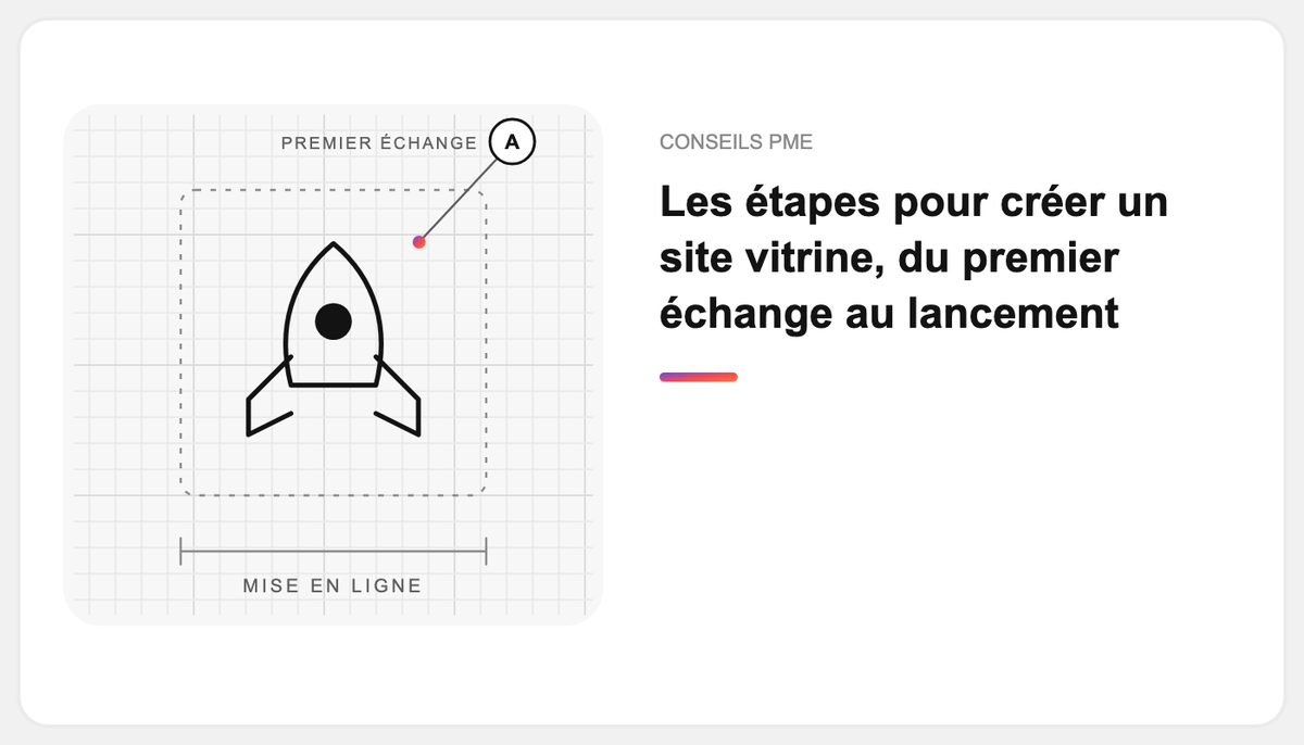 Fusée dessinée sur un quadrillage, couverture de l'article sur les étapes pour créer un site vitrine