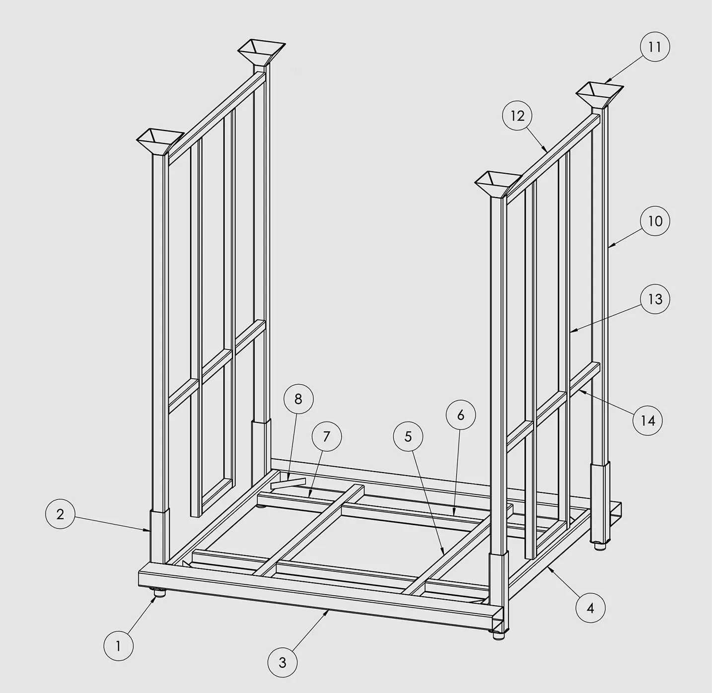 Diagram of a steel rack