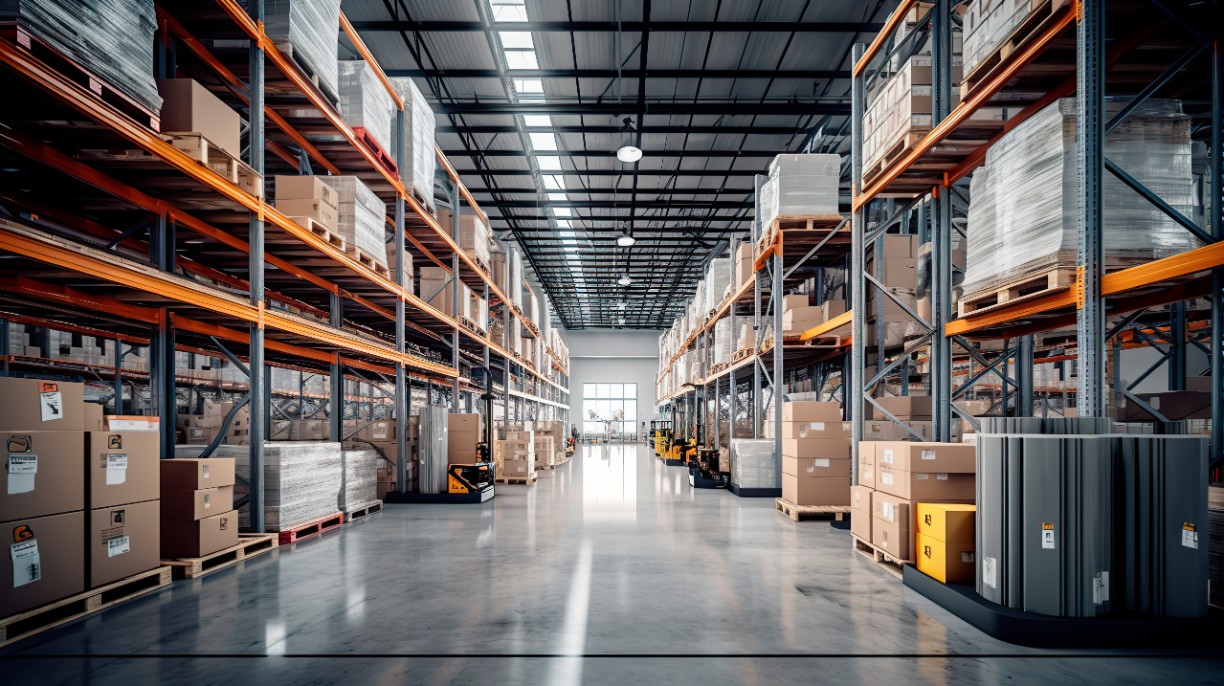 Warehouse inventory on racks
