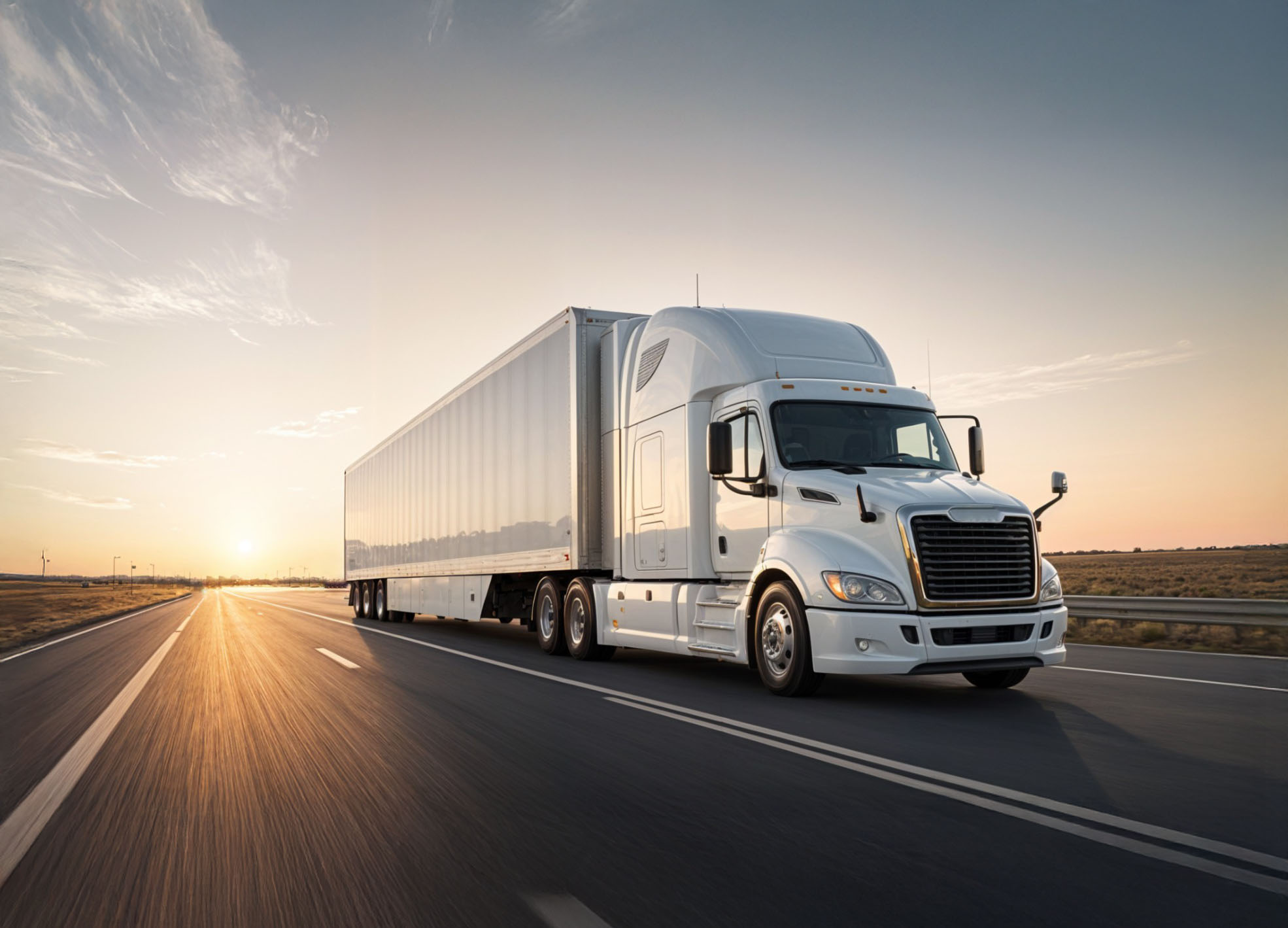 A transportation semi truck on the road