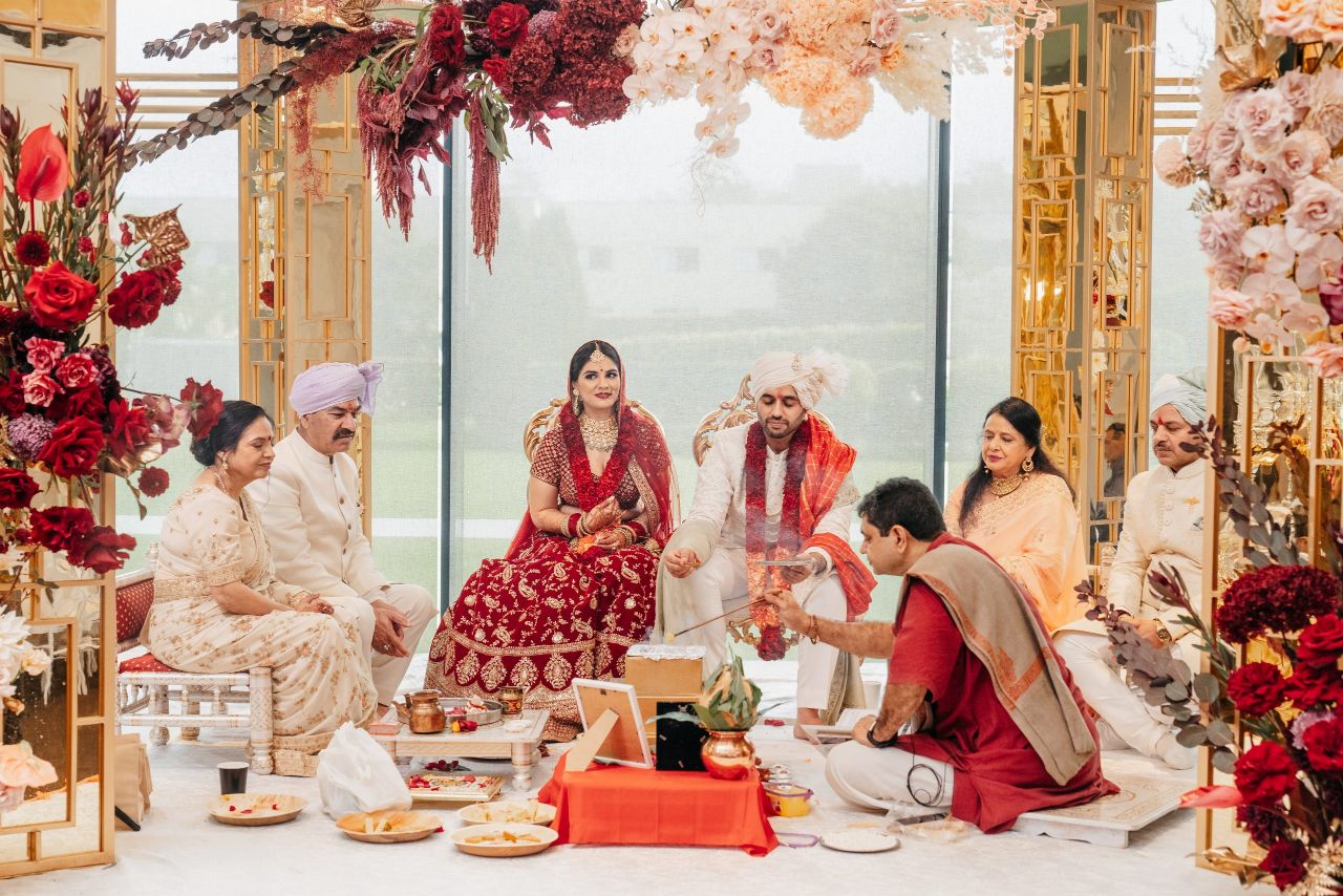 family at a hindu wedding ceremony