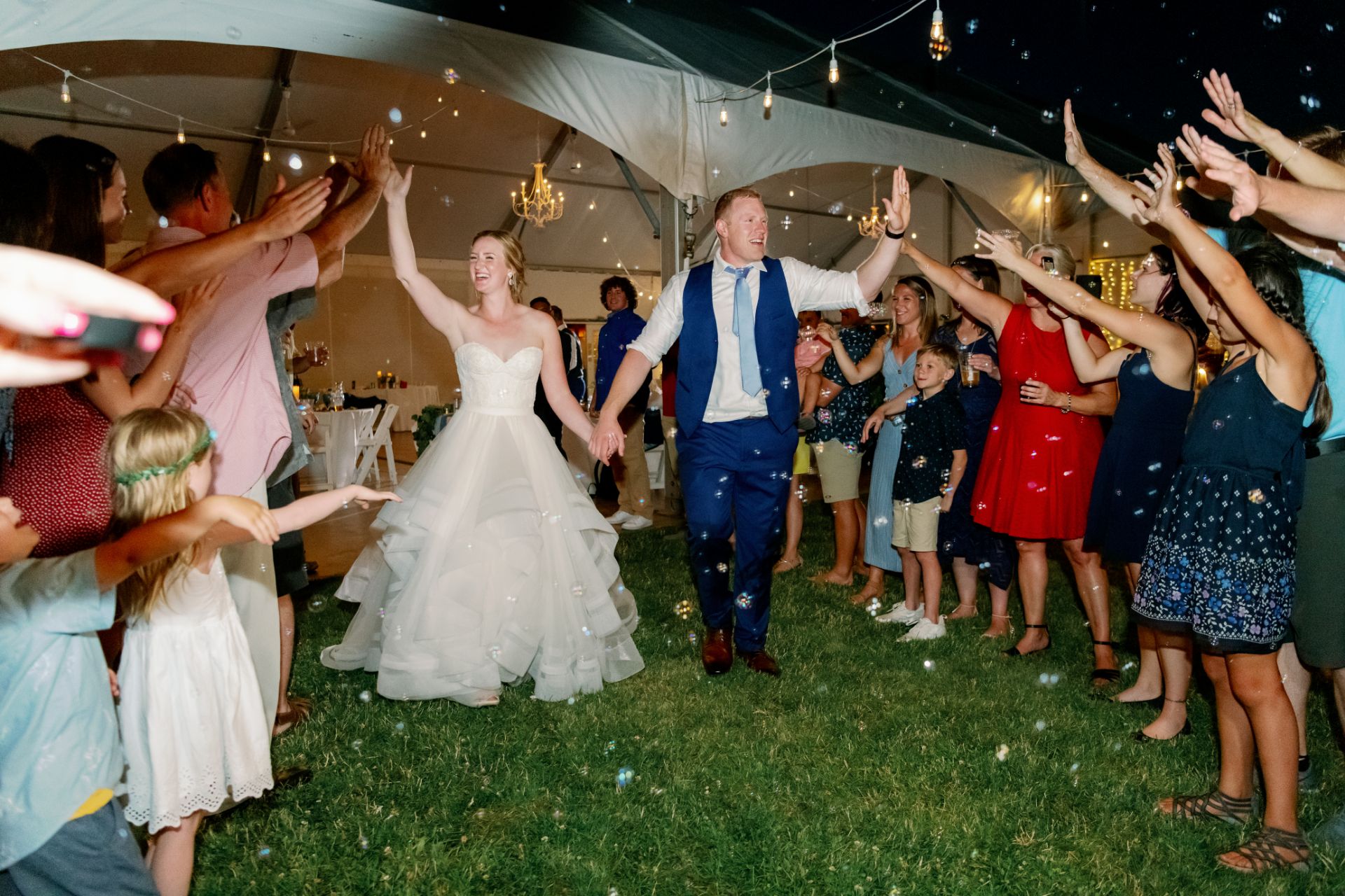 wedding bride and groom final walk exit