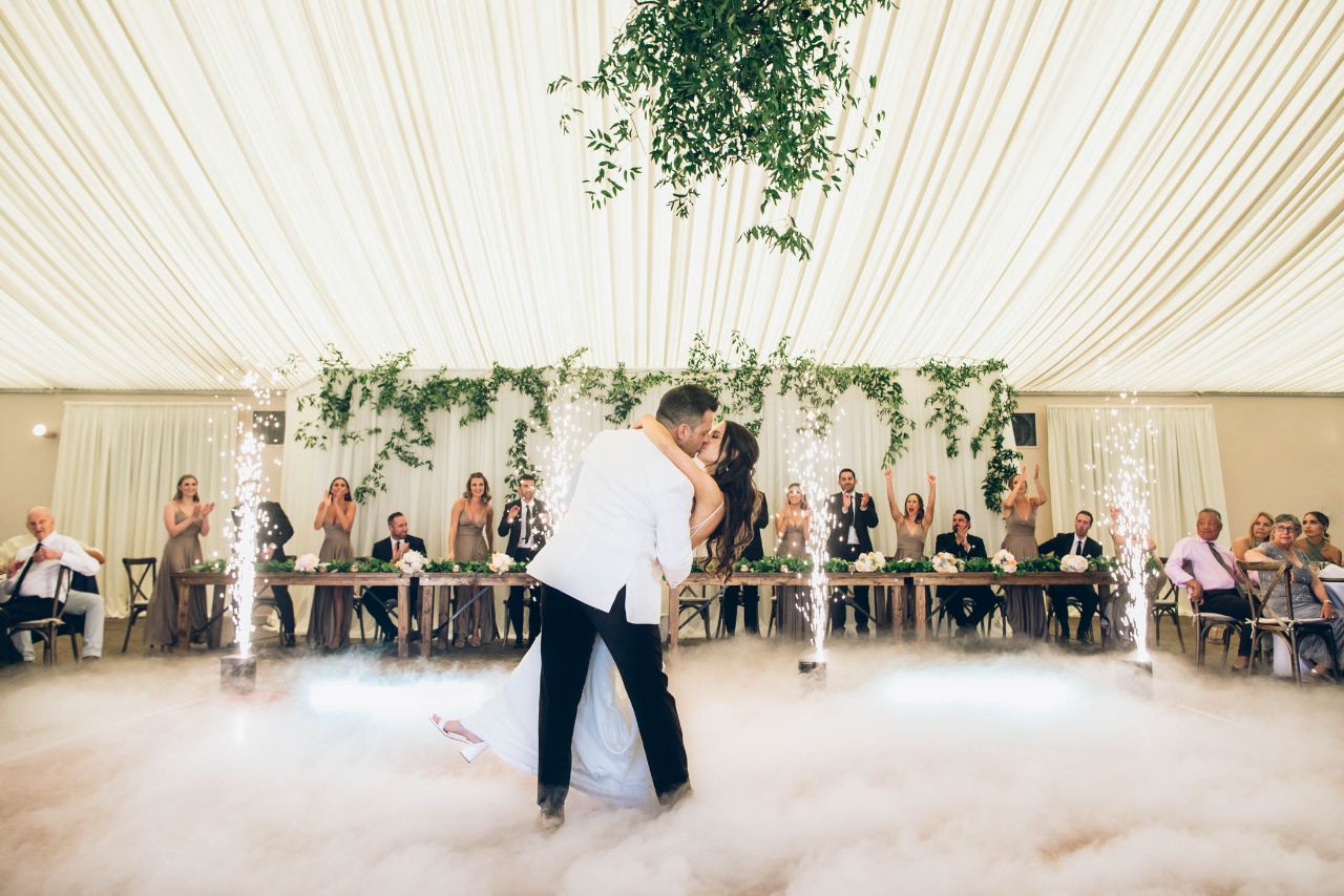 first dance on clouds at a wedding