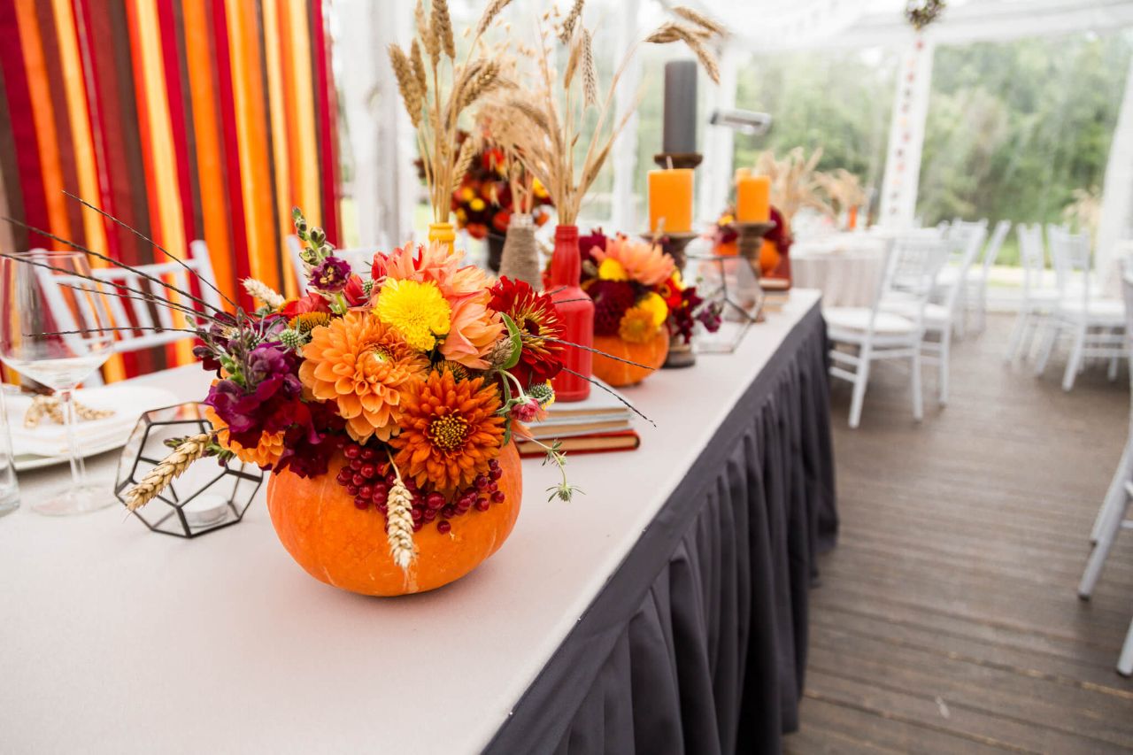 decorations at a fall wedding