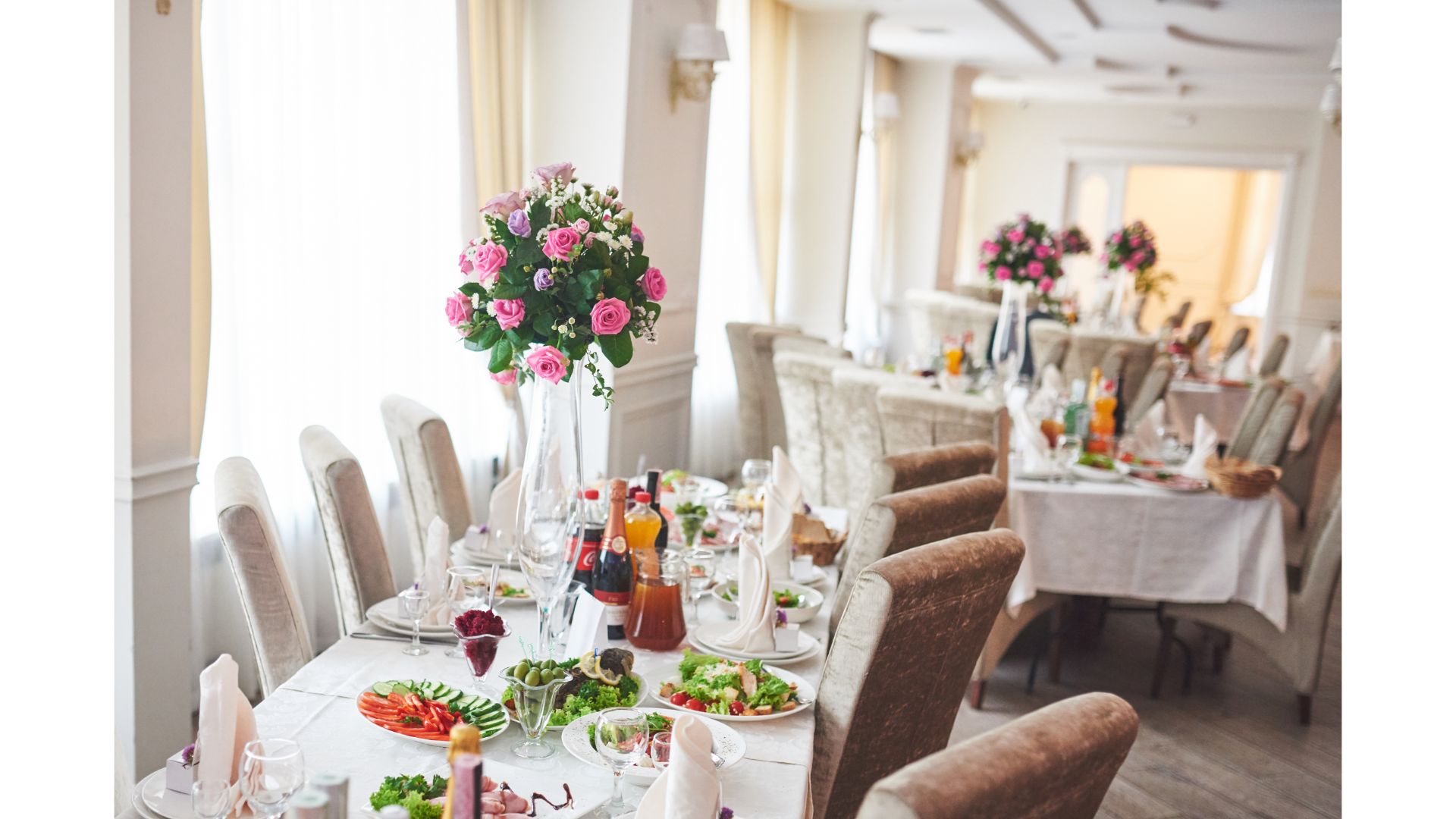 indoor wedding with table setup