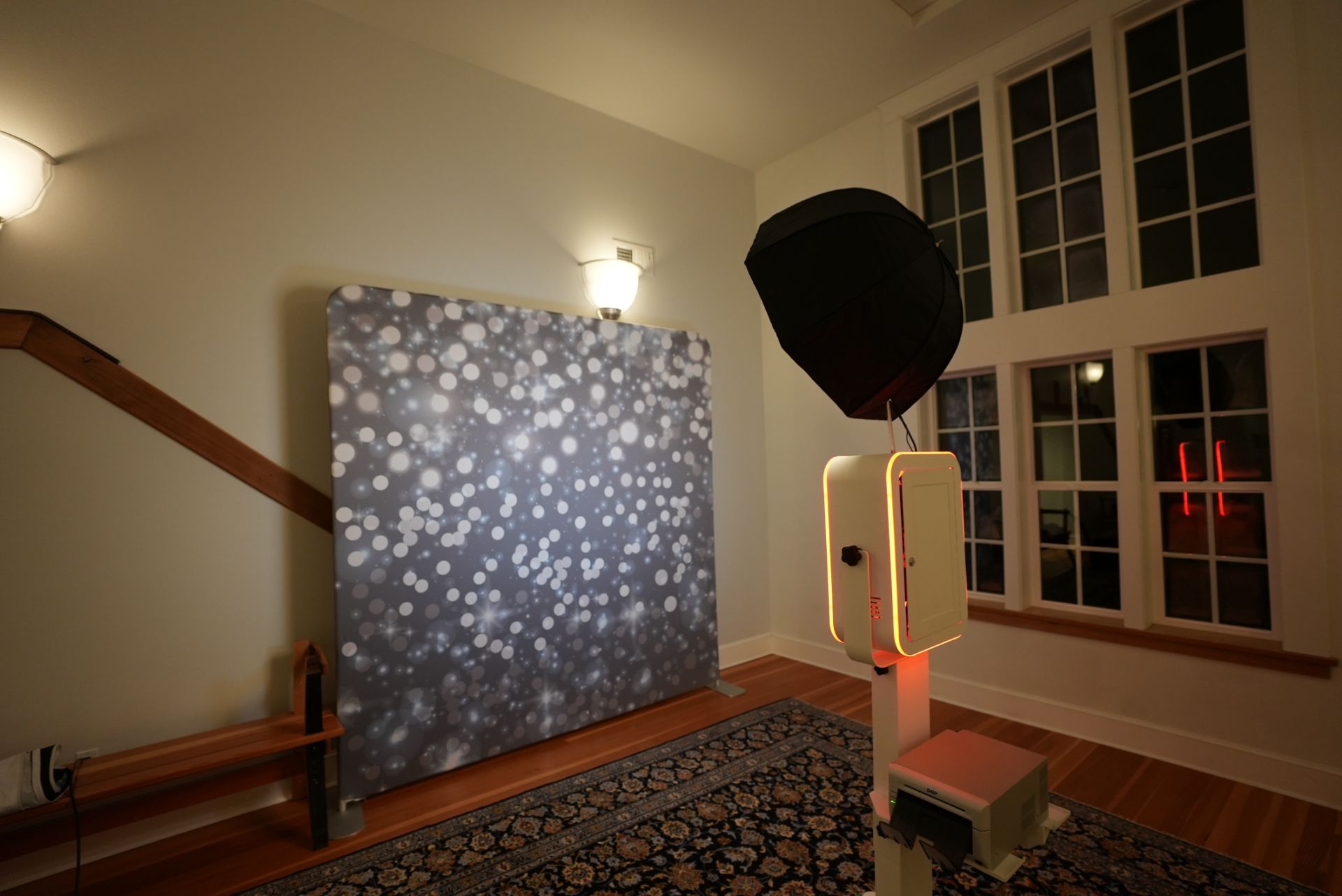 photo booth backdrop and camera