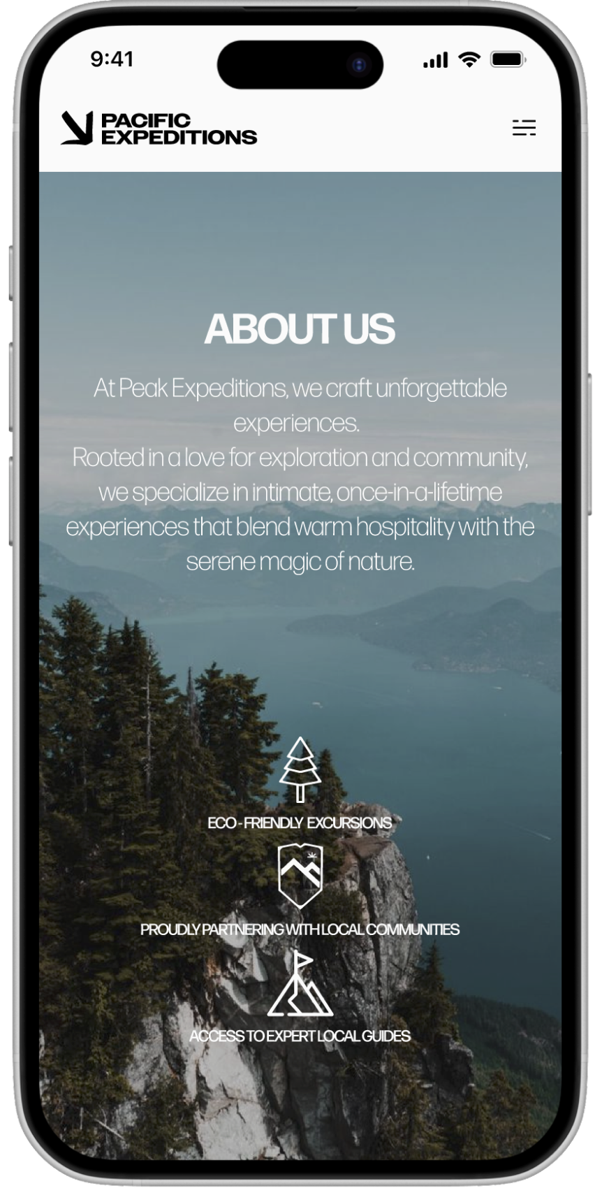 App screen: About us