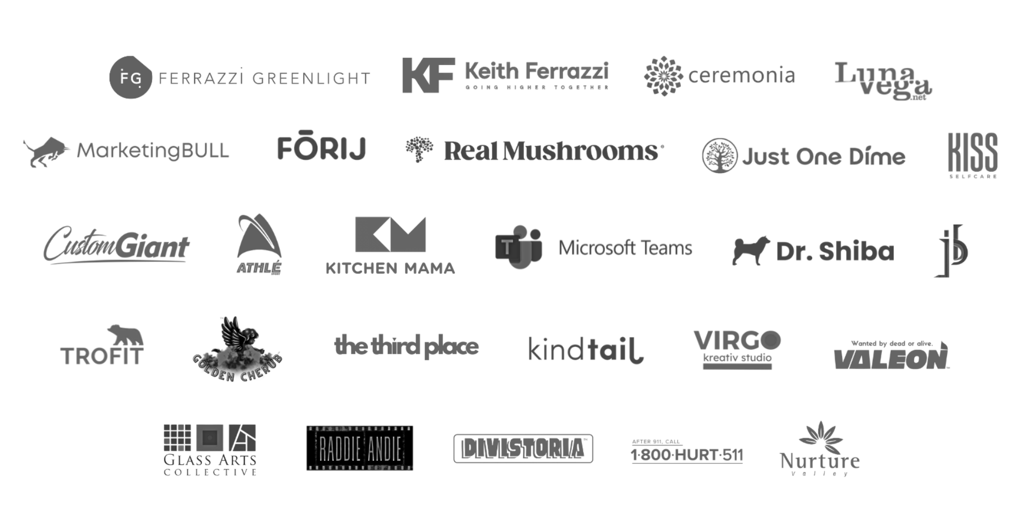 A grid of company logos the owner and team of Rads Media have worked with