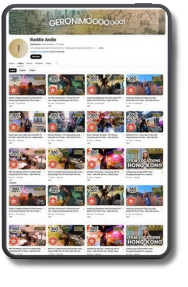 A table screen with a Youtube channel on it