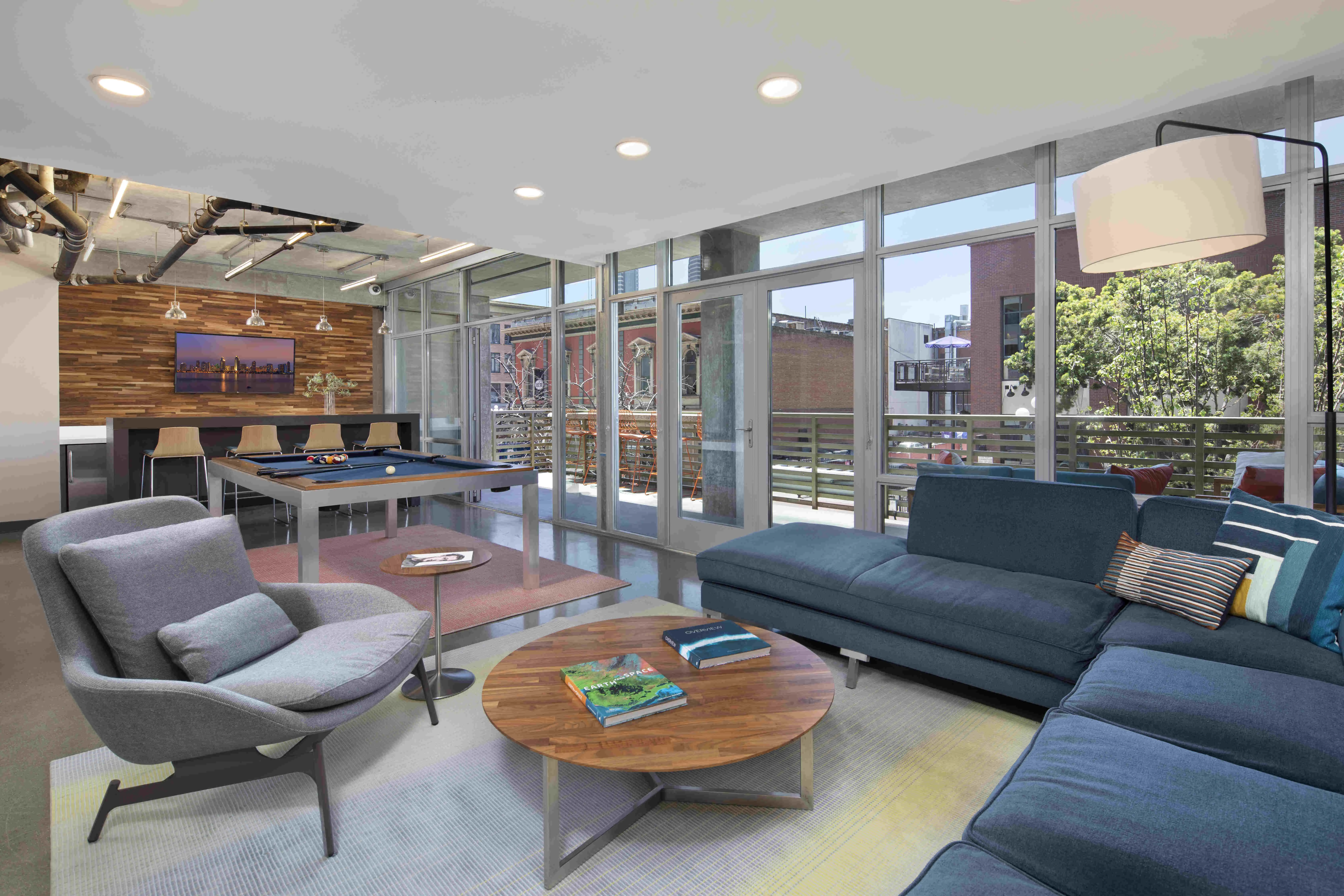Resident lounge at Vela Apartments after renovation