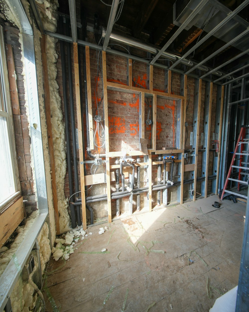 Interior opened down to the studs for reconstruction after a water loss