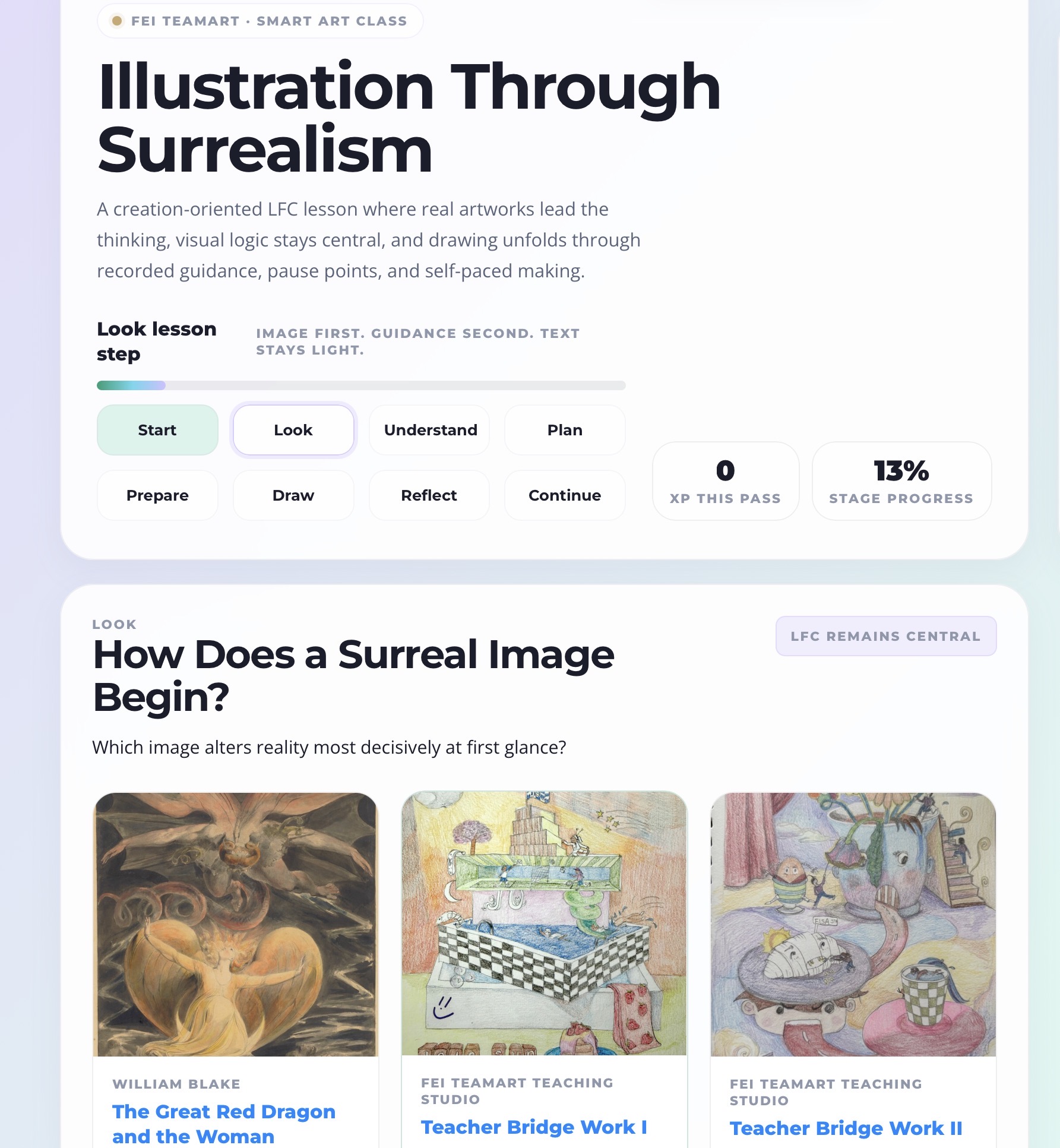 Creation process learning screen
