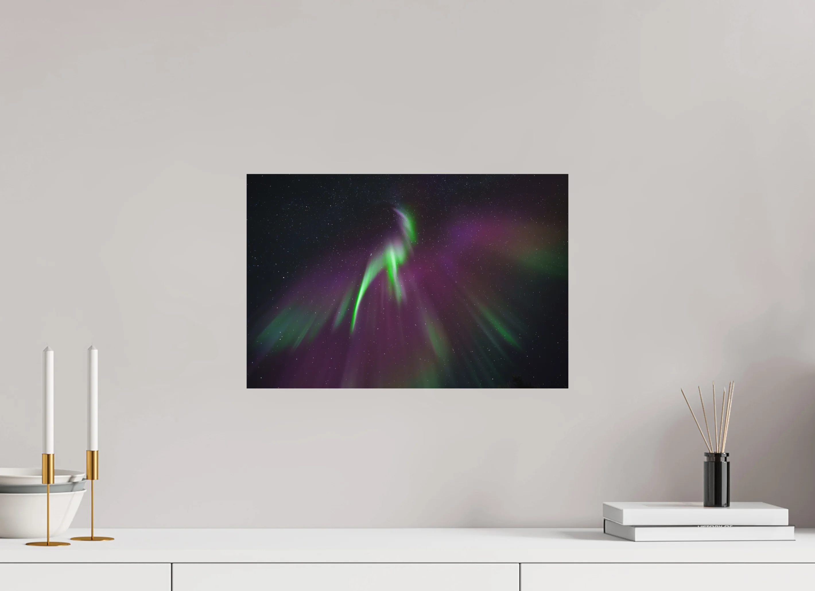 Fine Art Photography Print of Aurora Borealis in Shape of Phoenix on Alu Dibond