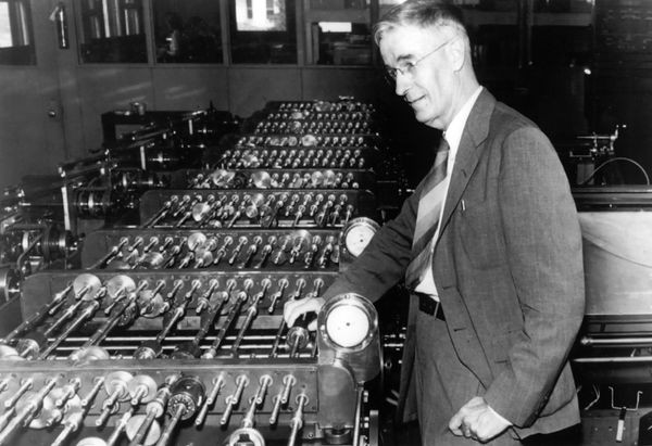 Vannevar Bush (1890–1974) with his differential analyzer