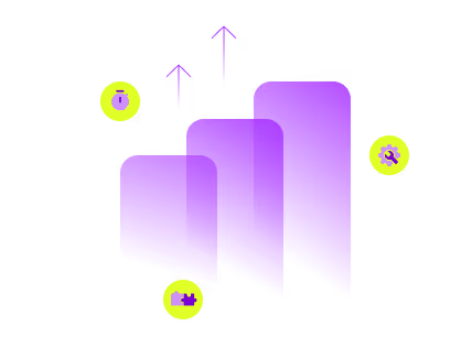 An image of a purple background with green dots