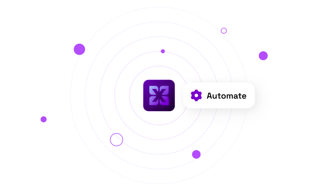 Xurrent logo inside of purple concentric circles