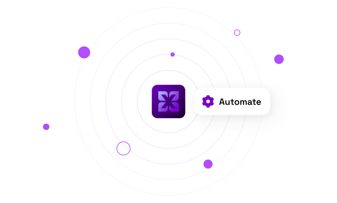 Xurrent logo inside of purple concentric circles 