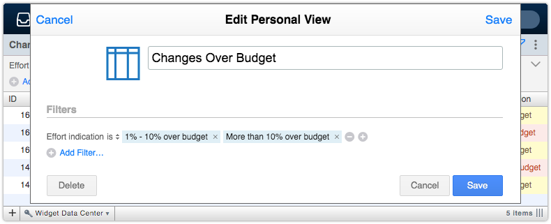 Edit personal view