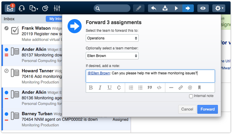 Popup after pressing forward with multiple records selected