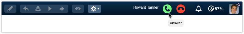 Toolbar icons for incoming call while marked as away