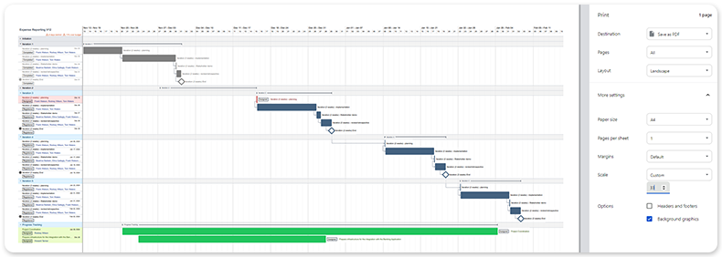 Print gantt scale