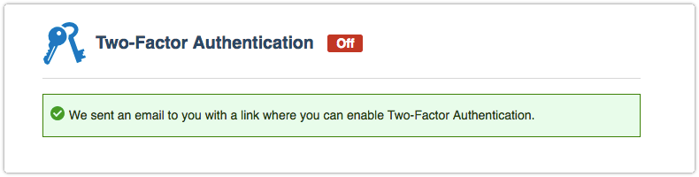 2-Factor Authentication email has been sent message