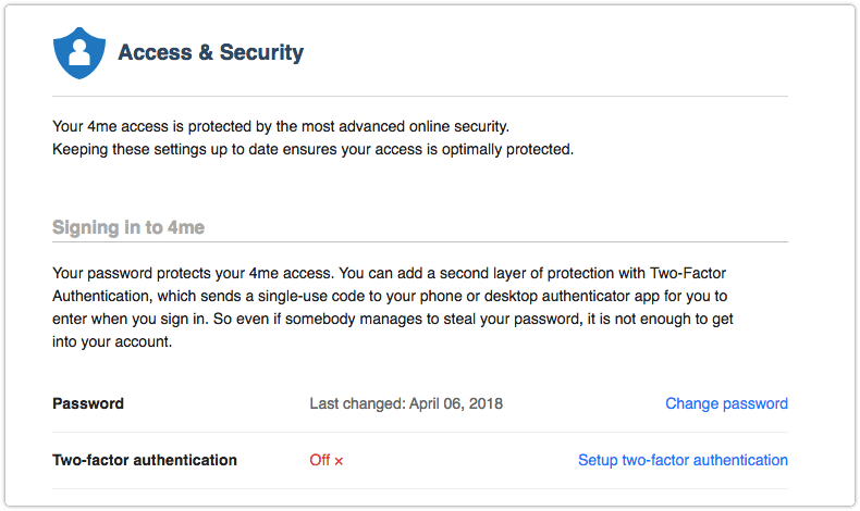 4me Access and Security